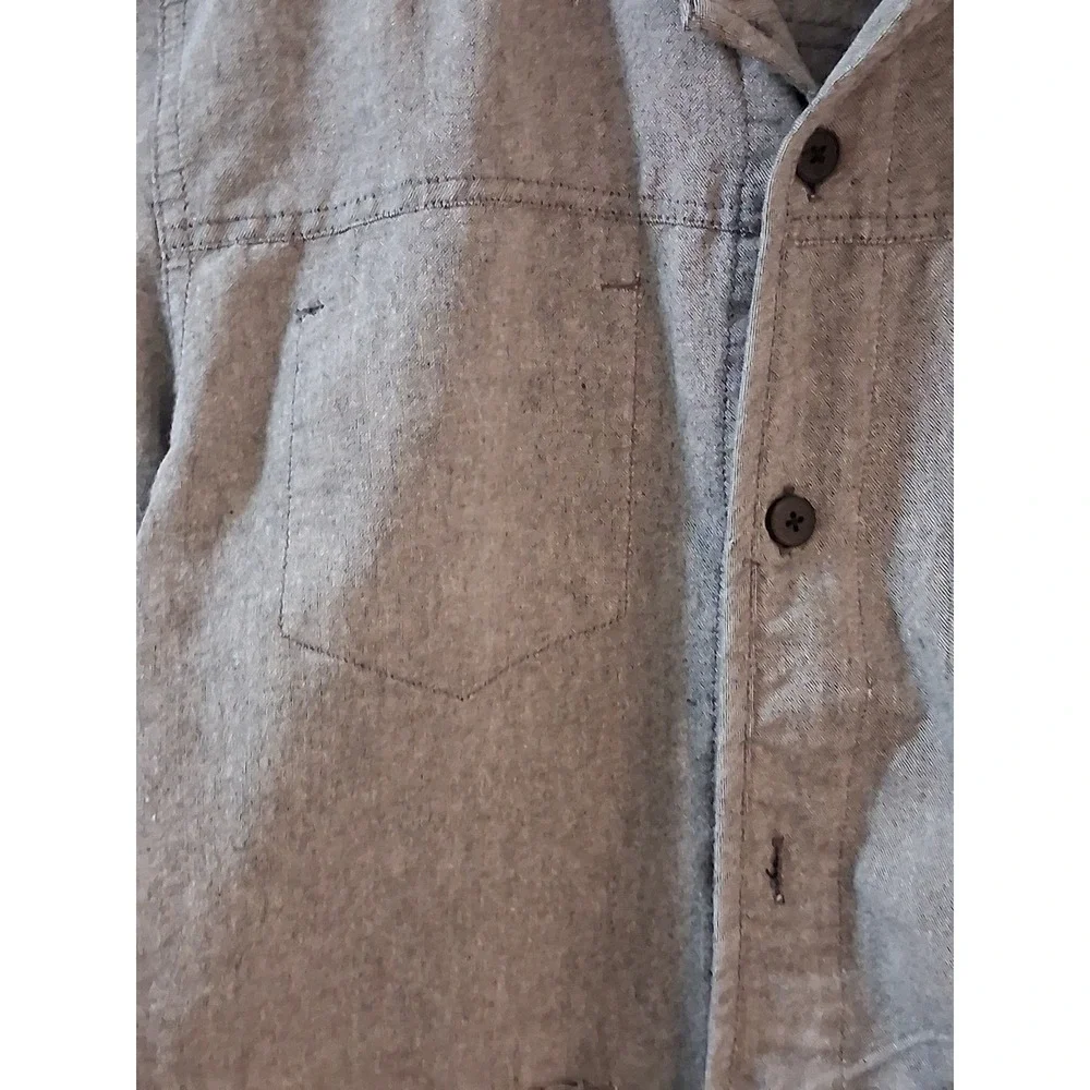 Comune Mens Gray Heather Long Sleeve Button Down Shirt Single Pocket Size M